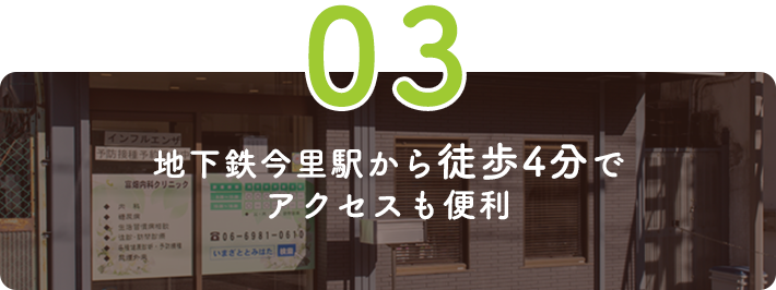 地下鉄今里駅から徒歩4分でアクセスも便利